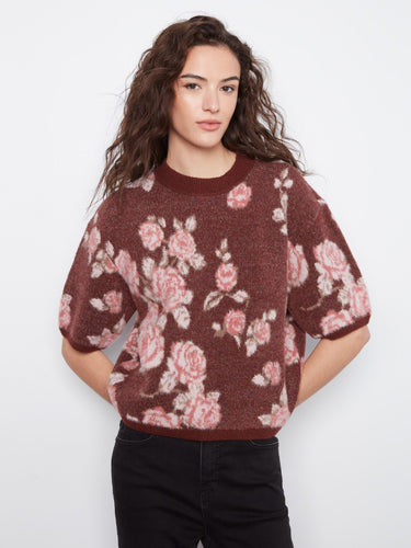 Mock neck floral jacquard sweater designed for both style and comfort by Charlie B.