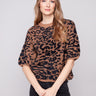 Leopard print knit sweater featuring a plush knit texture, adding comfort and style to your wardrobe by Charlie B.