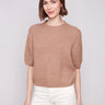 Sesame knit sweater featuring a plush texture and balloon-shaped elbow sleeves, perfect for cozy comfort by Charlie B.