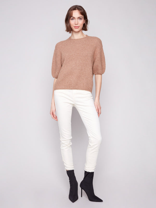Relaxed fit sesame sweater with plush knit detailing, ideal for effortless style and comfort by Charlie B.