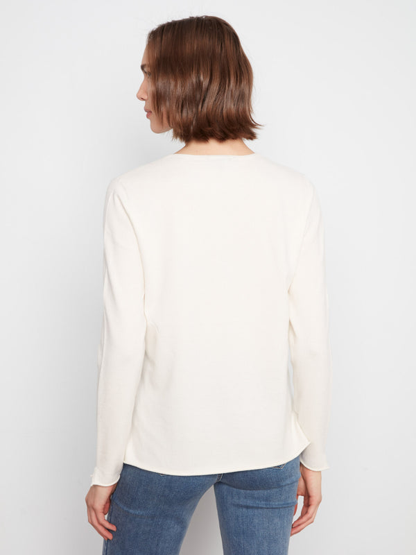 Basic V-Neck Sweater - Ecru