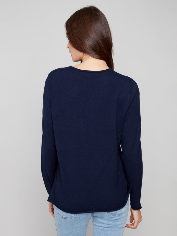 Basic V-Neck Sweater - Navy
