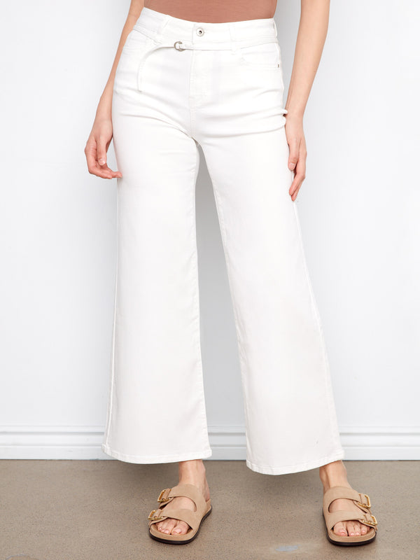 These pants feature a belted design for added elegance, complete with five functional pockets by Charlie B.