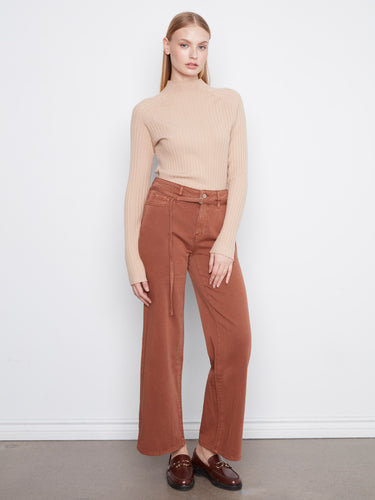 Featuring wide legs and made from durable stretch twill, these pants offer both comfort and elegance by Charlie B.