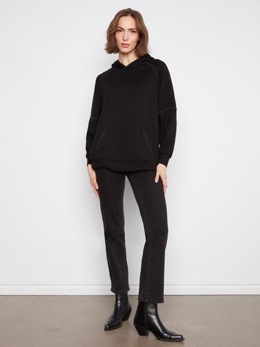 Intricate blanket stitch details enhance the overall look of this hoodie, adding unique texture and style by Charlie B.