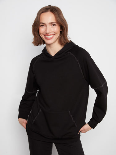Long sleeves on this hoodie provide extra warmth and comfort during cooler days, making it a wardrobe staple by Charlie B.