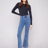 Medium blue bootcut jeans featuring a long length design, ideal for pairing with your favorite footwear by Charlie B.