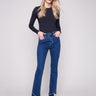Indigo jeans featuring a stylish bootcut fit and long length, perfect for any occasion by Charlie B.