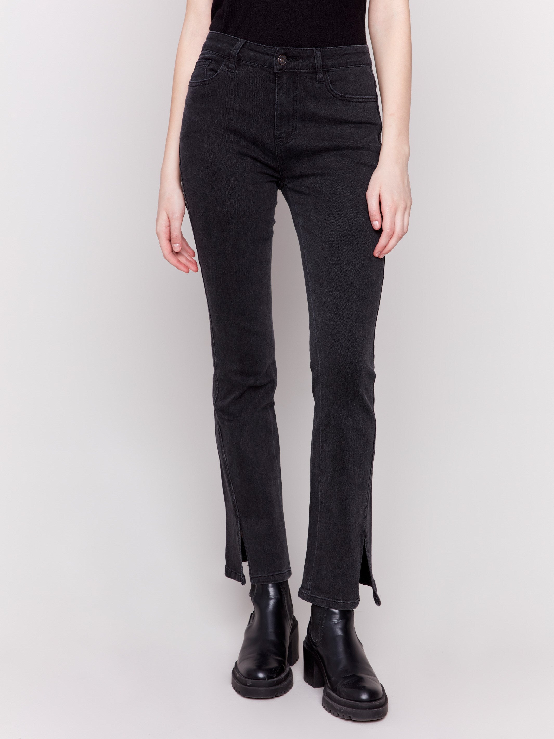 Slit Bootcut Jeans with Pockets