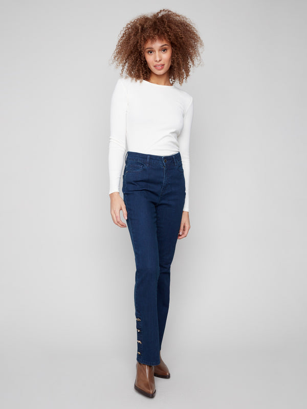 Stylish bootcut jeans crafted from stretch denim material, offering comfort and flair by Charlie B.