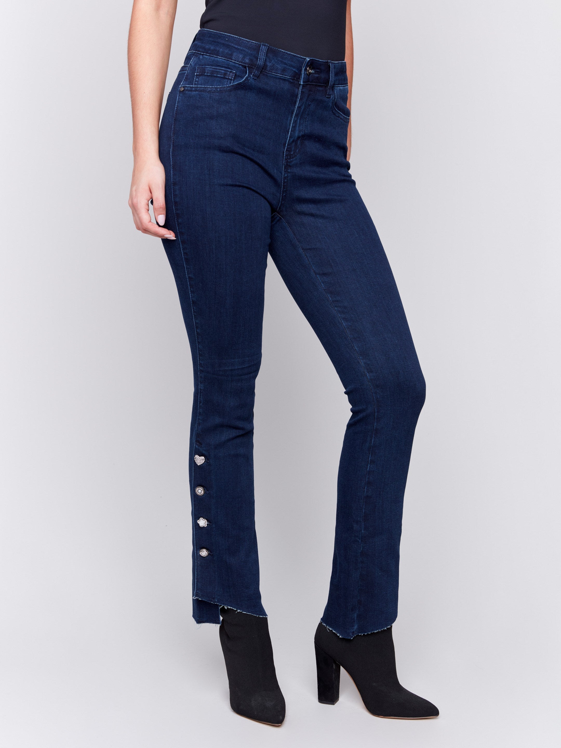 Charlie B Bootcut Jeans w Gems 6 Blue Black