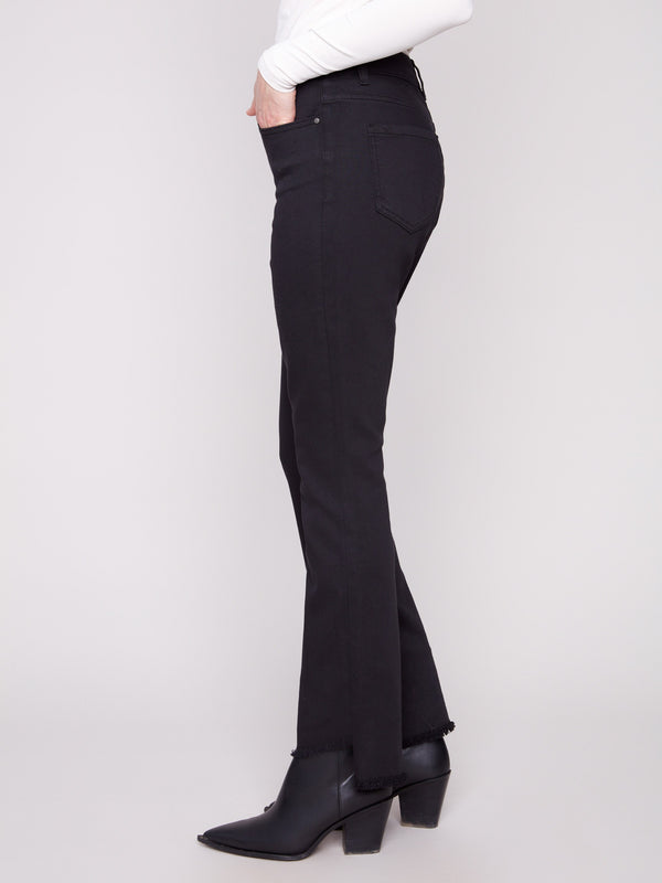 Elegant five-pocket design in black bootcut pants, crafted with regular rise for everyday wear by Charlie B.
