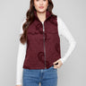 Cabernet quilted vest featuring boucle heart details and welt pockets, perfect for a stylish look by Charlie B.