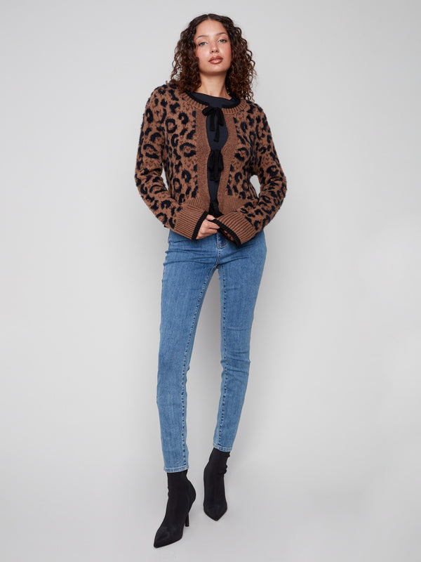 Cardigan featuring long sleeves and stylish animal pattern by Charlie B.