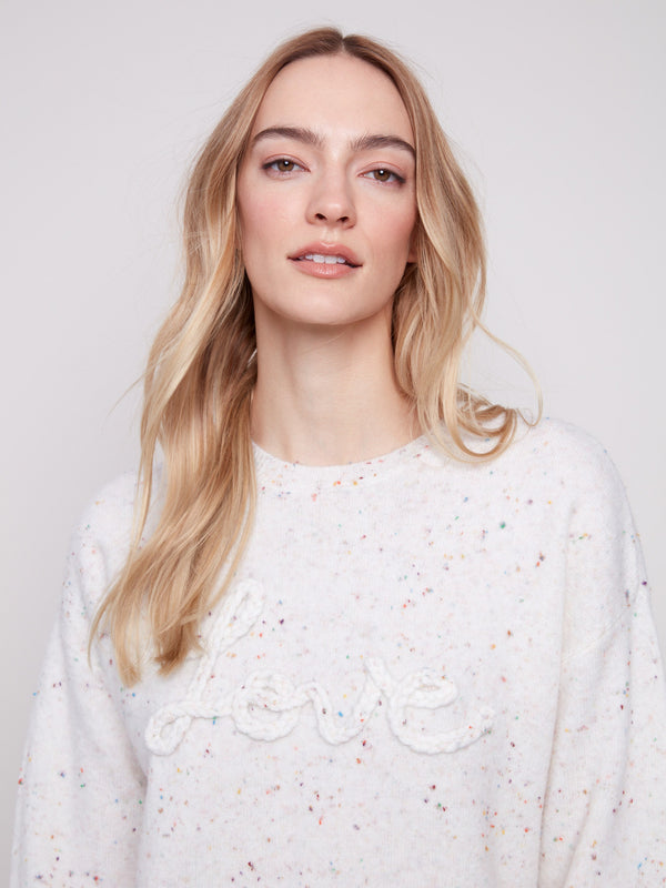 Braided Love Crew Neck Sweater - Ecru