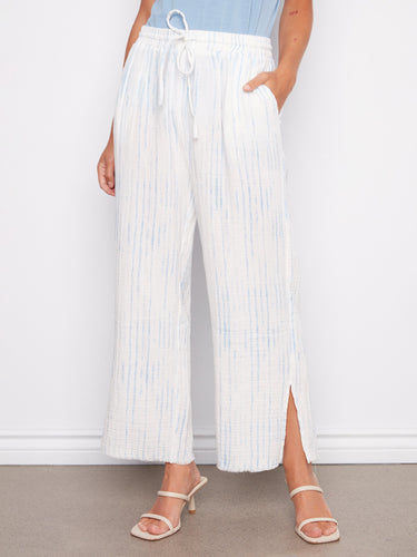 Cotton pants with an elastic waist and drawstring, offering comfort and style for everyday wear by Charlie B.