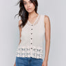 V-neck crochet vest with a natural hue by Charlie B.