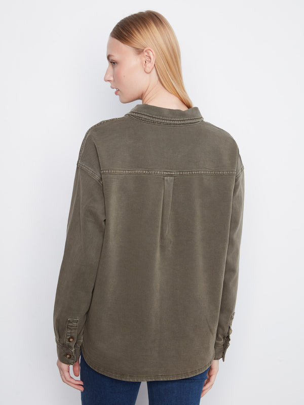 Surchemise boutonnée en sergé - Mousse