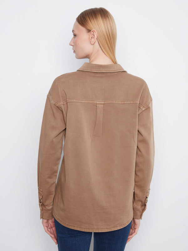 Surchemise boutonnée en sergé - Noix