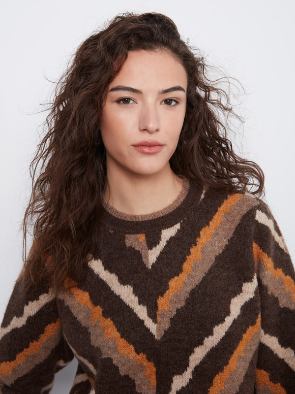 Chandail à col rond à motif chevron - Brownie