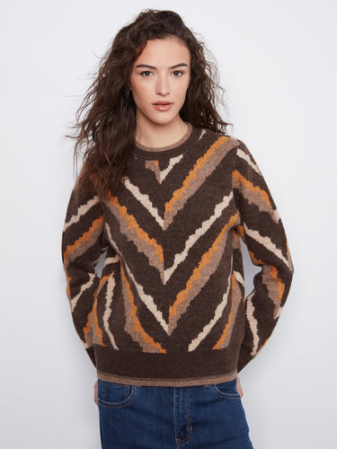 Heather mushroom sweater designed with ribbed cuffs for added style by Charlie B.