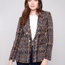 Women's chevron tweed blazer featuring a stylish notch lapel collar, perfect for a sophisticated look by Charlie B.