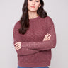 Cabernet sweater featuring a classic crew neck design, perfect for a cozy look by Charlie B.