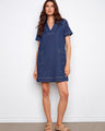 Dress with a collared V-neck design, featuring a relaxed fit and knee-length cut for casual elegance by Charlie B.