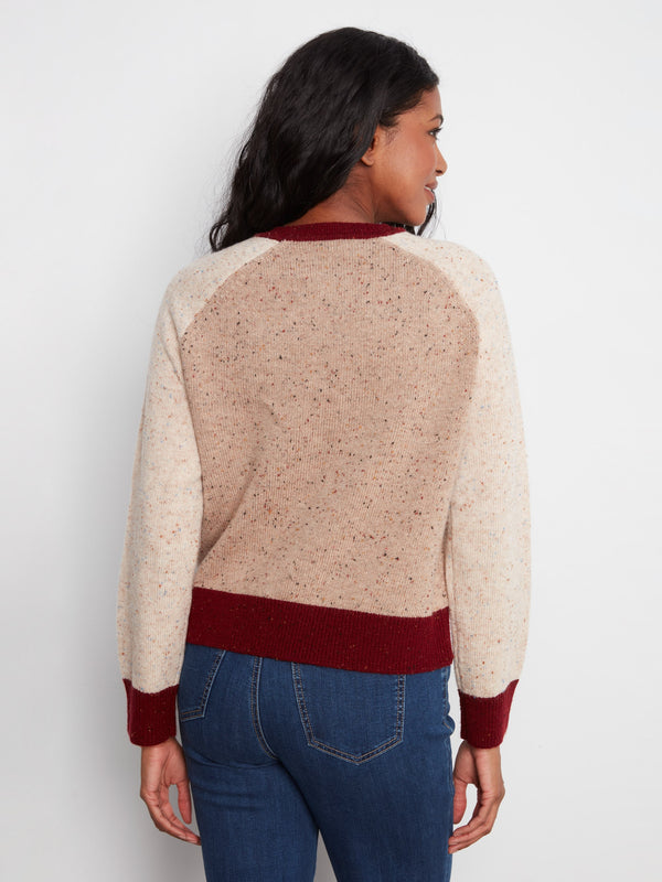 Color Block Knit Sweater - Umber
