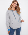 Gray hoodie featuring a hood with drawstrings and stylish contrast detail, adding a pop of color to your casual look by Charlie B.