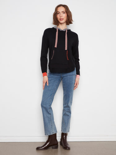 Casual black hoodie made from soft cotton, perfect for everyday comfort and style by Charlie B.