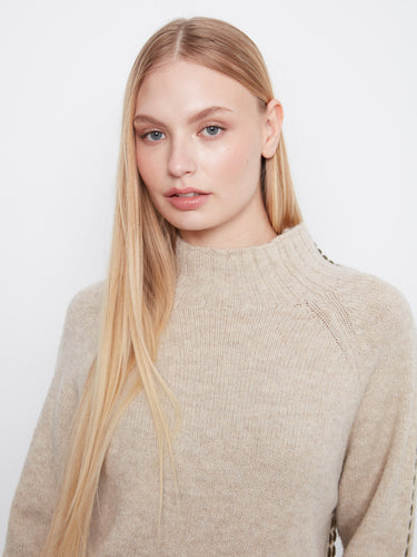 Mock neck sweater designed with sophisticated contrast stitching details, ideal for a chic look. By Charlie B.