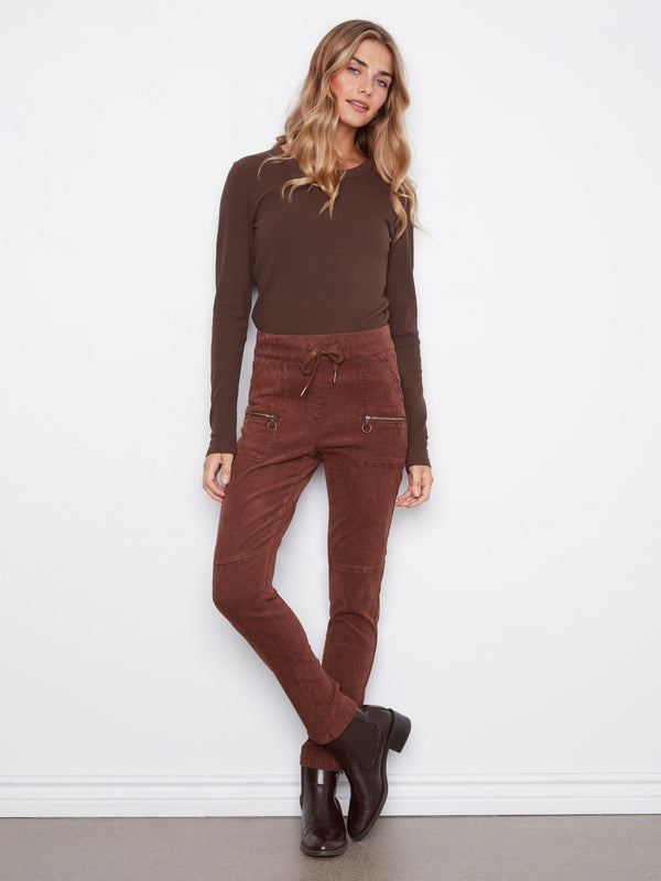 Pantalon de jogging en velours côtelé - Chocolat