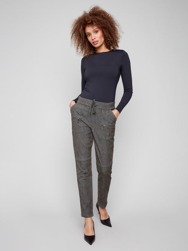 Spruce corduroy jogger pants featuring a slim fit design and elastic waistband for comfort by Charlie B.