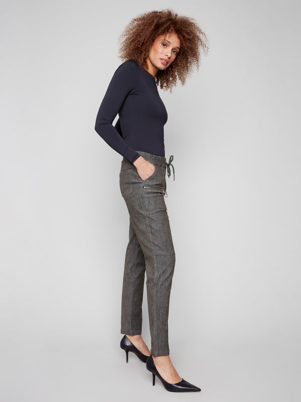 Corduroy joggers with two front zipper pockets, perfect for casual outings by Charlie B.