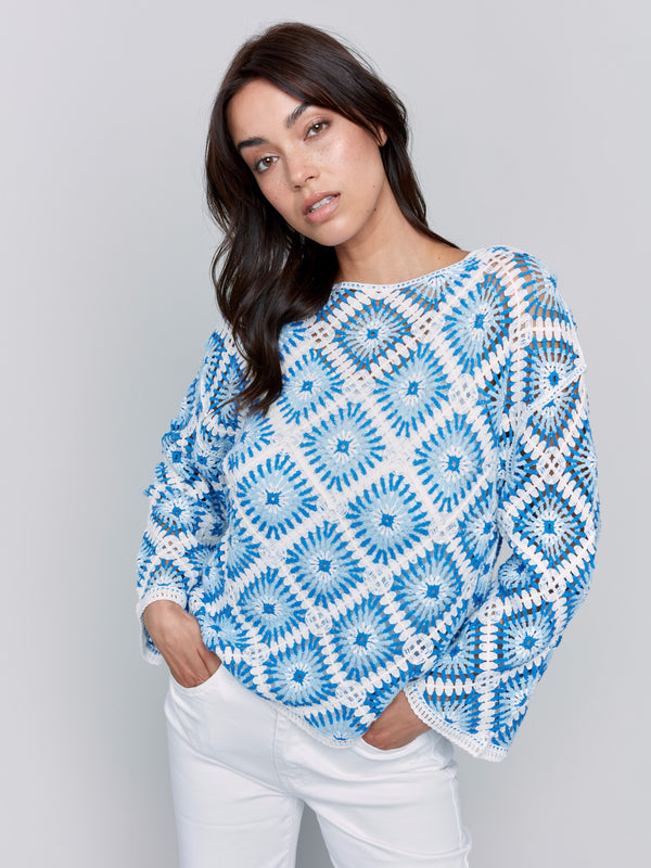 Stylish top with unique diamond patterns, ideal for any season by Charlie B.