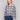 Blue and white crochet top with 3/4 sleeves, ideal for a casual day by Charlie B.