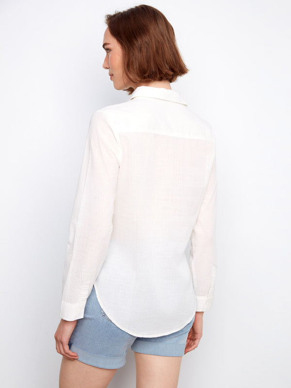 Cotton Button-Up Shirt - White