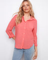 Coral shirt with a classic collar, featuring a stylish chest pocket and button-front closure. Crafted from 100% cotton by Charlie B.