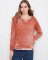 Sweater featuring a crew neckline, crafted from 100% cotton with a washed finish for casual elegance by Charlie B.