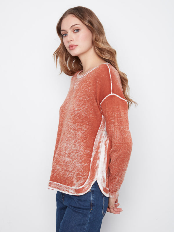 Cotton Crew Neck Sweater - Ginger