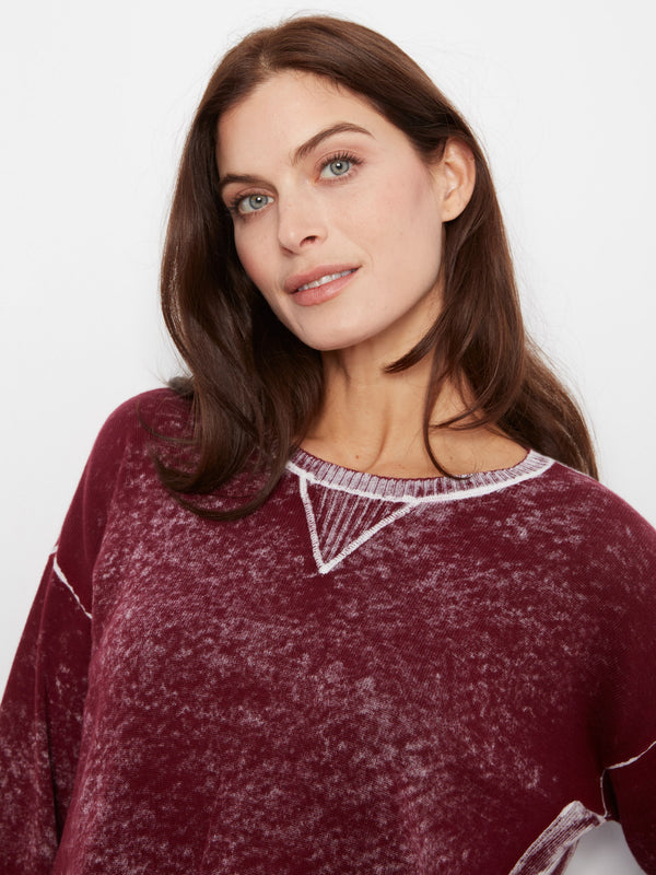 Cotton Crew Neck Sweater - Merlot