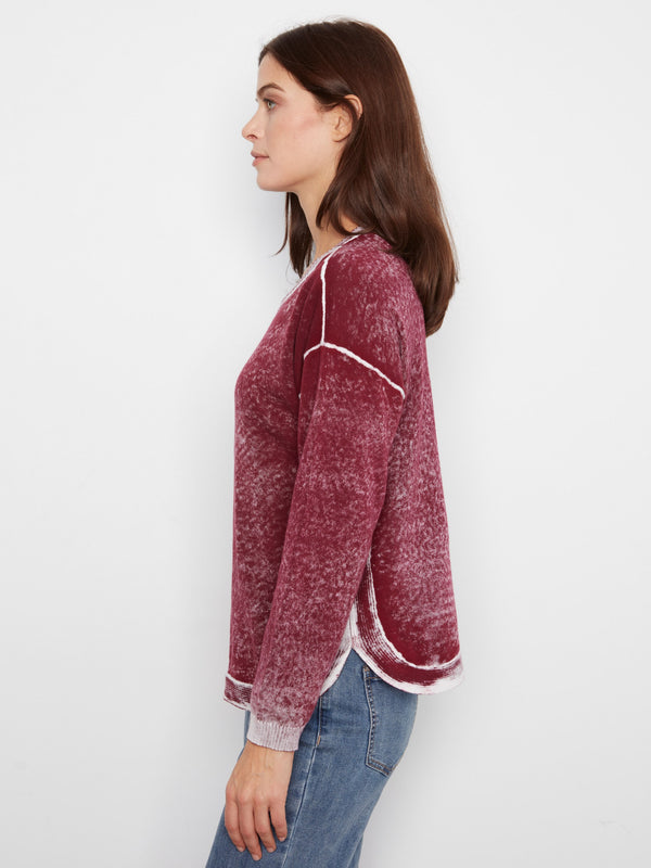Cotton Crew Neck Sweater - Merlot