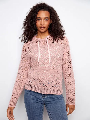 Chandail à capuchon en coton crocheté - Oeillet