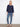 Elegant navy blouse with eyelet detailing and 3/4 sleeves, adding a touch of sophistication to any outfit by Charlie B.