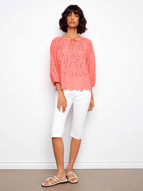 Cotton Eyelet Blouse - Sorbet