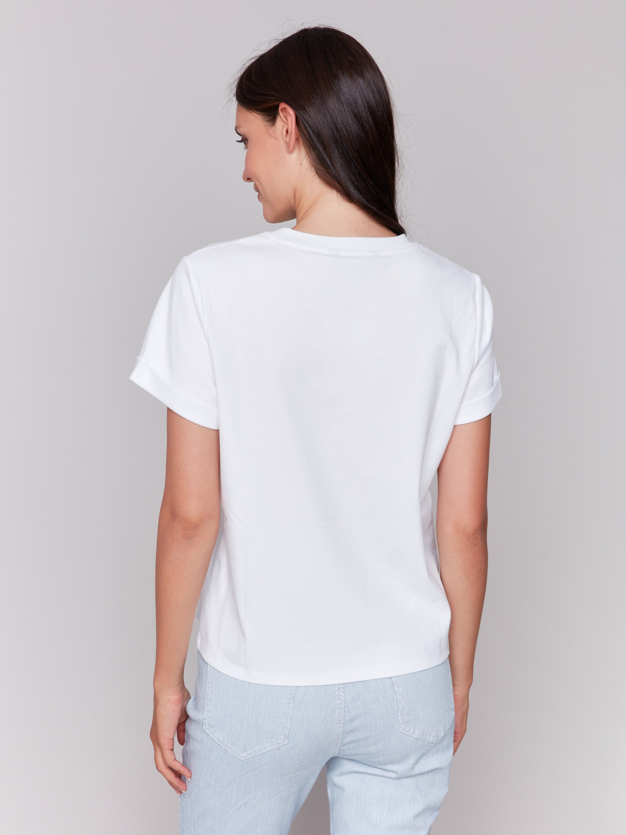 Graphic 'SUMMER' text on short-sleeve cotton t-shirt by Charlie B.