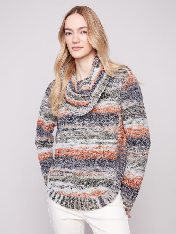 Cowl Neck Cable Knit Sweater - Autumn