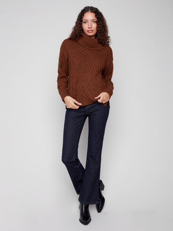 Chic sepia-toned sweater showcasing a comfortable relaxed fit by Charlie B.