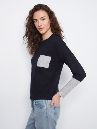 Sweater in heather grey with a relaxed fit and eye-catching red accents by Charlie B.
